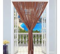 IL BOTTEGONE Tenda Antimosche per Porta Finestra a Pannello con Telaio in PVC, 100 x 220, Moschiera con Corde a Pallini per Esterno Interno Fili a Caduta - (Marrone)