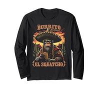 Il Burrito Bandito El Squatcho Sombrero Arte Divertente Maglia a Manica