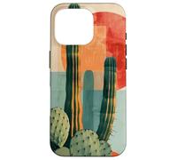 Il cactus succulento moderno fiorisce in audaci tonalità geometriche del deserto Custodia per iPhone 16 Pro