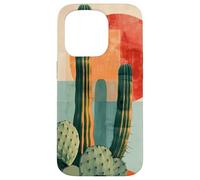 Il cactus succulento moderno fiorisce in audaci tonalità geometriche del deserto Custodia per iPhone 15 Pro