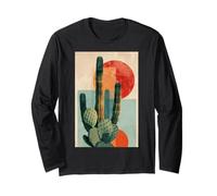 Il cactus succulento moderno fiorisce in audaci tonalità geometriche del deserto Maglia a Manica