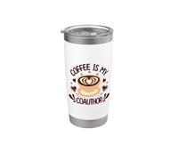 Il caffè è il mio coautore | Facoltà divertente | Umorismo accademico Bicchiere termico in acciaio inox doppia parete