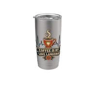 Il caffè è il mio linguaggio d'amore - Citazione del battito cardiaco della caffeina Bicchiere termico in acciaio inox doppia parete