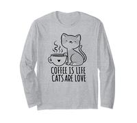 Il caffè è la Vita I Gatti Sono Amore - Divertente Maglia a Manica