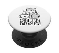 Il caffè è la vita I gatti sono amore - Divertente PopSockets PopGrip Adesivo