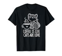 Il caffè è Vita I Gatti Sono Amore - Funny Coffee Maglietta