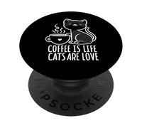 Il caffè è vita I gatti sono amore - Funny Coffee PopSockets PopGrip Adesivo