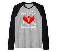 Il caffè freddo è il mio linguaggio d'amore Divertente amante del caffè Umorismo Maglia con Maniche Raglan