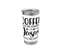 Il caffè mi fa iniziare Gesù mi fa andare avanti Bicchiere termico in acciaio inox doppia parete