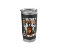 Il caffè prima di Kickboxer Kickboxing Coffee Lover Kickboxer Bicchiere termico in acciaio inox doppia parete