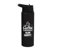 Il caffè rende Alan felice divertente Alan nome dicendo Stainless Steel Insulated Water Bottle