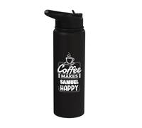 Il caffè rende Samuel felice divertente nome Samuel dicendo Stainless Steel Insulated Water Bottle