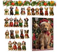 Il Calendario 'Avvento Per Il Natale - 2D Decorazione Per L Avvento In Acrilico A Forma Di Cane,Decorazioni Per Albero Di Natale Per Cani Da 24 Giorni - Per Casa Albero Scrivania Feste Finestra Porta