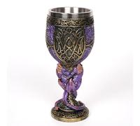 Il calice da vino gotico medievale realizzato in resina con interno in acciaio inossidabile è ideale per sala da pranzo o giochi di ruolo come calice decorativo (viola, 8 x 8 x 18 cm)