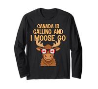 Il Canada Sta chiamando e io Moose Go Canadian Moose Bandiera Canadese Maglia a Manica