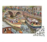 Il Canale di Amsterdam Boat Tour Logjam Puzzle in Legno Impermeabile DIY Puzzles Da 1000 Pezzi Regali Per Adulti Divertenti Giochi Di Impegnativi