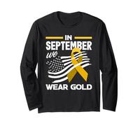 Il Cancro Infantile Settembre Indossa la consapevolezza del Nastro d'oro Maglia a Manica