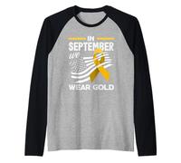 Il Cancro Infantile Settembre Indossa la consapevolezza del Nastro d'oro Maglia con Maniche Raglan