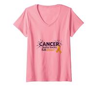 Il Cancro Succhia la Fede Non Citazione ispiratrice del Sopravvissuto Maglietta con Collo a V, Donna, Rosa, L