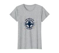 Il Cane è Il Mio co-Pilota Paw Print Compagno di Viaggio Maglietta, Donna, Grigio Melange, 3XL