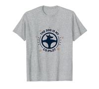 Il Cane è Il Mio co-Pilota Paw Print Compagno di Viaggio Maglietta, Uomo, Grigio Melange, 6XL
