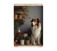 Il Cane È In Piedi Sul Supporto Dei Fiori Cartelli Metallo Decorative Targa In Metallo Divertente Cartello Decorativo Per Cafe Bagno Club