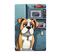 Il Cane È Vicino Al Frigorifero Cartello Decorativo Divertente Cartelli Metallo Decorative Targa In Metallo Per Soggiorno Bagno Club