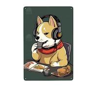 Il Cane Mangia E Gioca Poster Metal Vintage Cartello Decorativo Divertente Cartelli Metallo Per Casa Garage Bar Pub