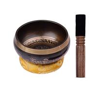 Il canto tibetano, Il suono, Set di campane tibetane da 4,5 pollici, fatte a mano, in metallo, in legno, for la guarigione dei chakra, yoga e rilassamento.(12.5 cm)