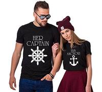 Il Capitano e La Sua Ancora Couple Coppia T-Shirt,Maglietta a Maniche Corte in Cotone,Idea Regalo per San Valentino（1 pièces）