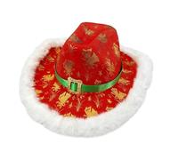 Il Cappello Da Cowboy Natalizio A Tesa Bianca Di Babbo Natale È Una Preziosa Aggiunta Al Abbigliamento Natalizio Che Combina La Gioia Festosa Con Lo Stile Occidentale. Progettato Per La Versatilit