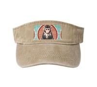 Il cappello da cowboy vuoto lavato stampato in cotone nero con scimmia silenziosa, alla moda e versatile per tutte le stagioni., Naturale, taglia unica
