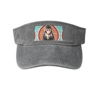 Il cappello da cowboy vuoto lavato stampato in cotone nero con scimmia silenziosa, alla moda e versatile per tutte le stagioni., Grigio, taglia unica