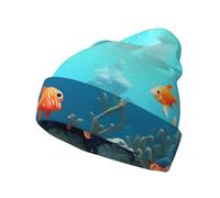 Il cappello lavorato a maglia per adulti Coral Fish è elastico, realizzato in 100% poliestere, delicato sulla pelle e caldo, nero, taglia unica
