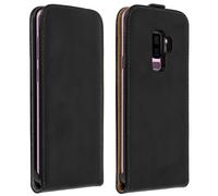 Custodia verticale Avizar in pelle nera per Samsung Galaxy S9 Plus