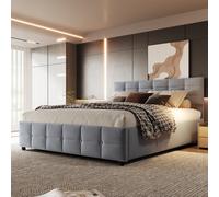 Il cassettiera 180x200 cm con sollevamento idraulico è adatto per adolescenti e adulti con rivestimento in velluto grigio (senza materasso)