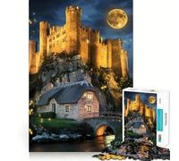 Il castello illuminato dalla luna la danza delle lucciole e il fiume sereno Puzzle da 1000 pezzi per ragazzi gioco di logica stimolante attività per la casa bordi trasparenti regalo prezioso 50x75cm