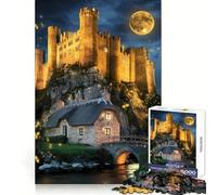 Il castello illuminato dalla luna, la danza delle lucciole e il fiume sereno Puzzle per adulti da 1000 pezzi Stimola la memoria, rilassante e divertente Taglio di alta qualità Regalo premuroso 50x75cm