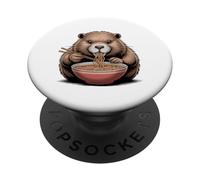 Il castoro divertente mangia i fan del ramen PopSockets PopGrip Adesivo