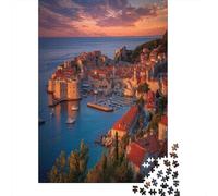 Il centro storico con i tetti rossi e il porto,Puzzle Per Adulti 38x26cm/1000pcs,Giochi Di Sfida