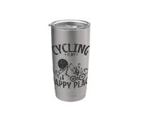 Il ciclismo è il mio posto felice Bicchiere termico in acciaio inox doppia parete