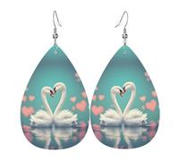 Il cigno in amore orecchini in pelle a forma di goccia sono un accessorio lussuoso e alla moda adatto per le donne, mostrando fascino individuale.