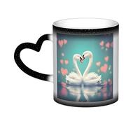 Il cigno innamorato uomo e donna divertente regalo magico morphing tazze 11oz ceramica termica cue tazze da caffè