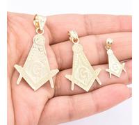 Il Ciondolo Massonico A Forma Di Quadrato E Compassi In Oro Giallo Solido 10K