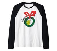 Il Classico del Grinch Xmas Naughty Cheeky Hello Merry Christmas Maglia con Maniche Raglan