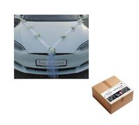 Il CLASSICO gioiello per auto 100% decorazione finita da sposa, coppia di rose, decorazione per auto, matrimonio, auto, matrimonio, decorazione per matrimonio, ghirlanda Ratan (ecru/bianco)