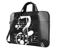 Il computer portatile conveniente bianco nero della stampa della nota musicale insacca stile elegante e protettivo della borsa del computer unico, Nero , 14 inch