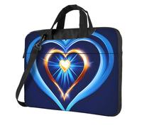 Il computer portatile conveniente blu della stampa del cuore del cielo insacca stile elegante e protettivo della borsa del computer, Nero , 15.6 inch