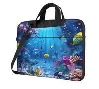 Il computer portatile conveniente colorato della stampa di tema dell'oceano insacca stile elegante e protettivo della borsa del, Nero , 14 inch