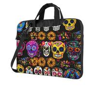 Il computer portatile conveniente della stampa del cranio della rosa insacca stile elegante e protettivo della borsa, Nero , 14 inch